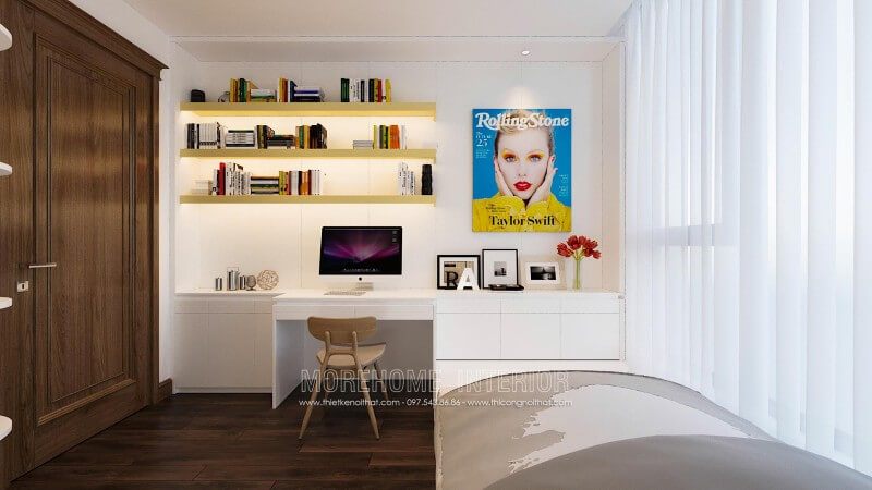 Sắp xếp nội thất phòng làm việc tại nhà ngay trong phòng ngủ hiện đại và tiện nghi